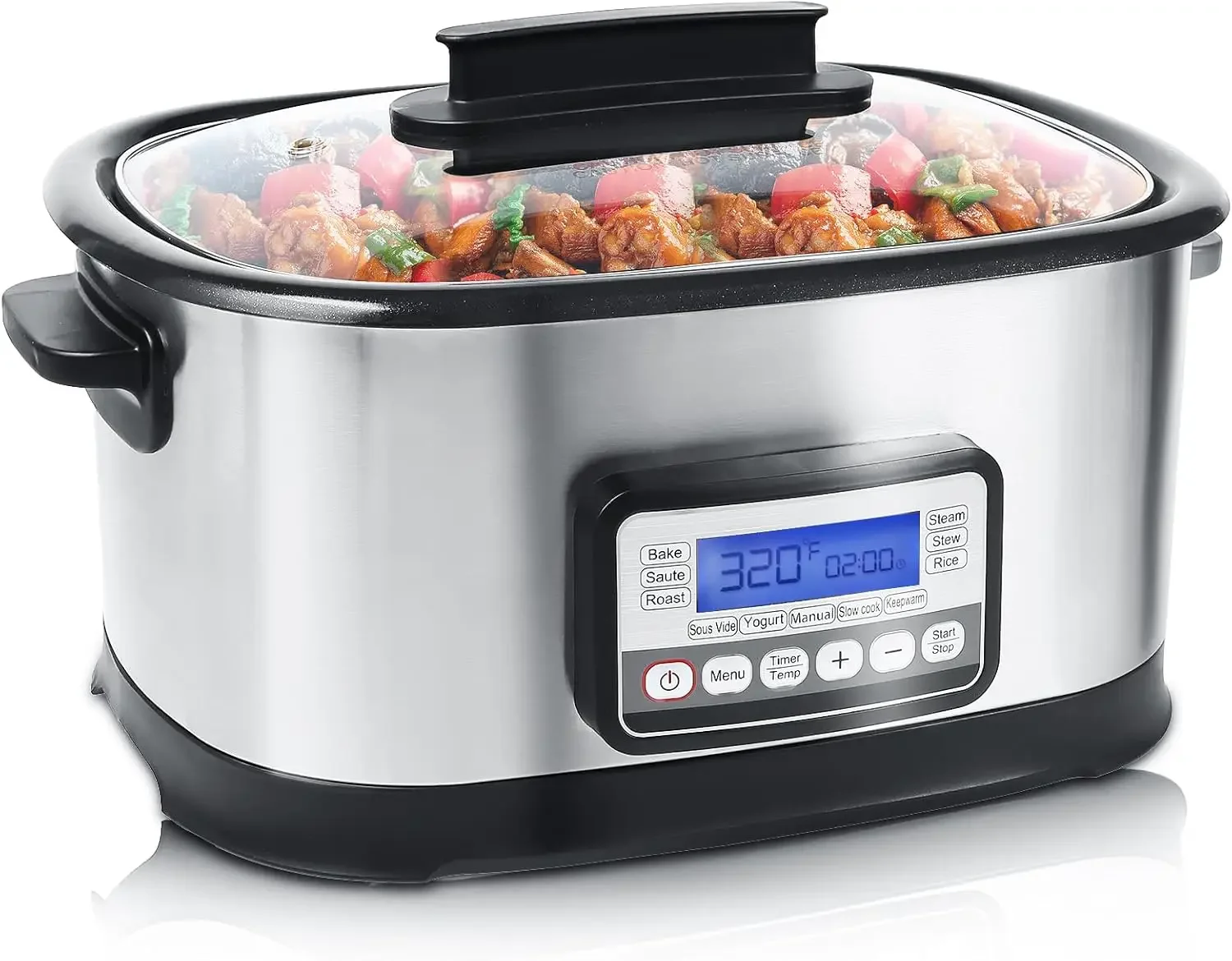 Cooker, Digital Programmable Slow Cooker With Bake, Sauté, Roast, and Sous Vide functions, 1500W Timer&Temp Control,Dishwasher S