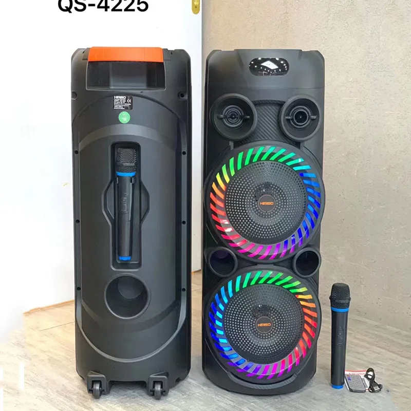 Kimiso QS-4225 New Double 8inch Horn Speaker 2000W Peak Value Big Power Multi Function Karaoke Bluetooth Speaker With Remote/mic