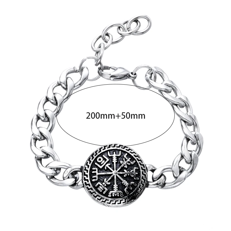 Stainless steel Nordic compass totem bracelet men's domineering motorcycle riding jewelry gift