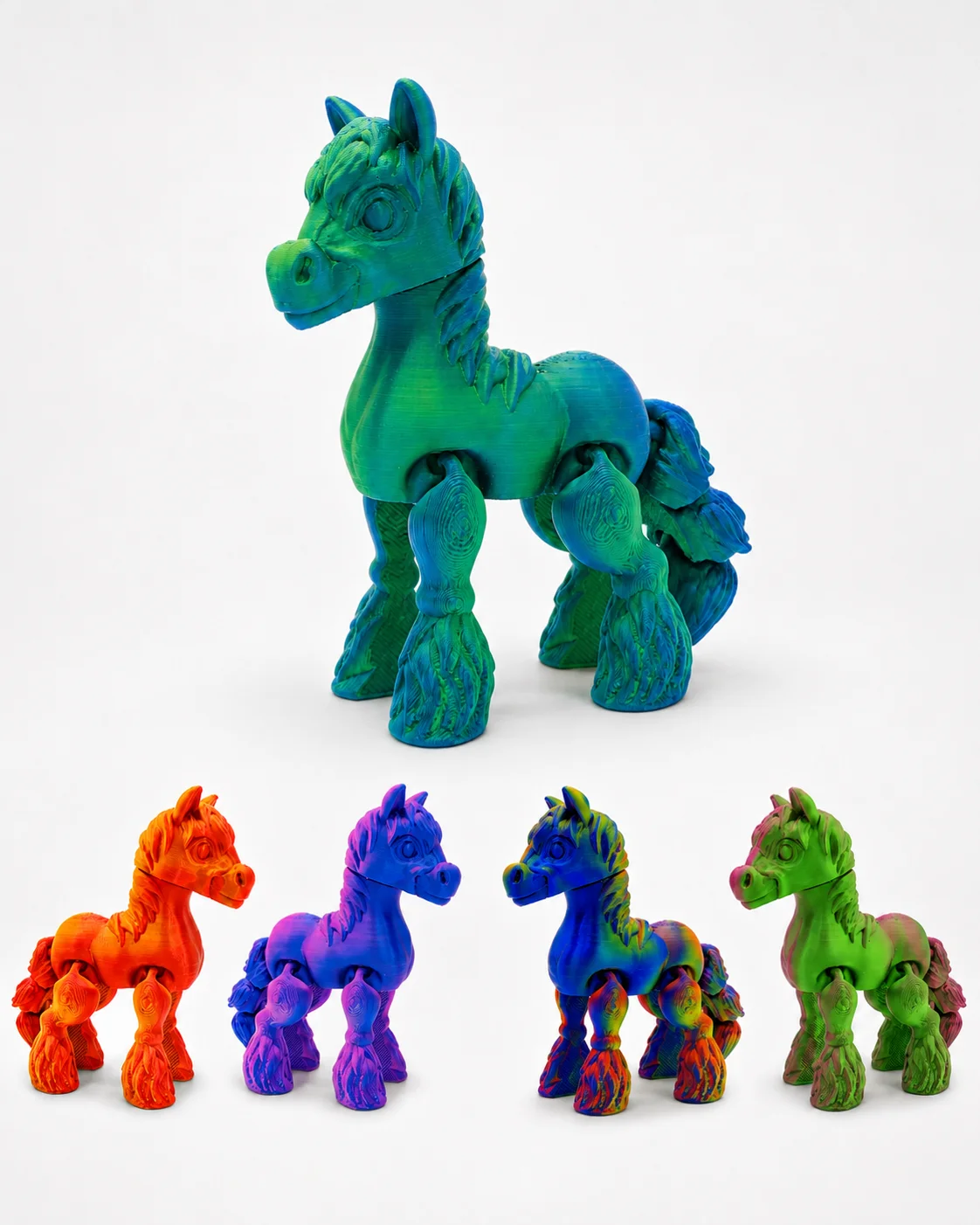 3D Printed Articulated Mini Pony Toy, Flexible Joint Fidget Desk Decor, Colorful Christmas Gift for Kids & Collectors