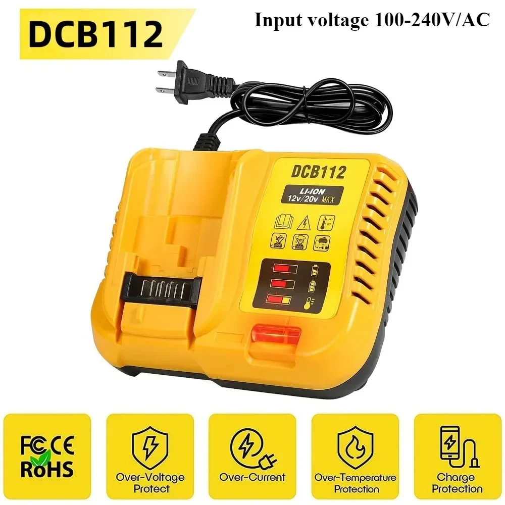 

DCB112 2A Зарядное устройство для литиевых батарей Dewalt 10,8 В 12 В 14,4 В 18 В 20 В макс. DCB206 DCB205 DCB204 DCB203 Зарядное устройство для инструментов