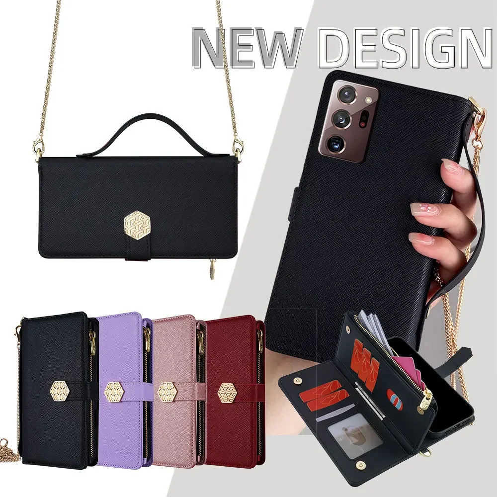 Magnetic Buckle Flip With Card Slots Photo Frame Leather Wallet Case for Samsung Galaxy Note 20 Ultra 10 20 Plus 10 9 8 Pro Lite