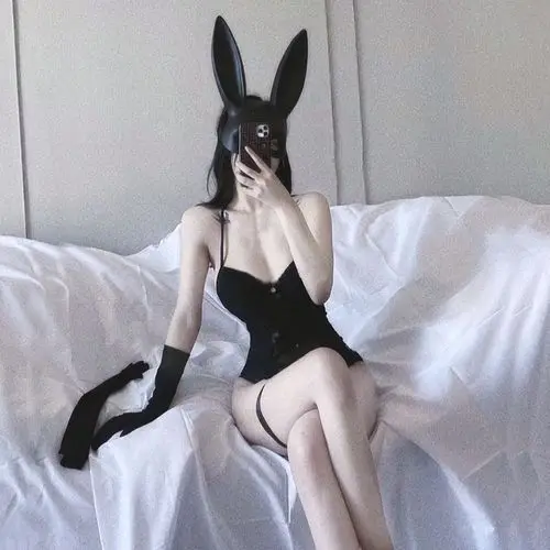 Máscara de Orejas de conejo LED Sexy para mujer, Cosplay de carnaval, fiesta de baile de Navidad, máscara de cuero de conejo lindo, máscara larga de conejo