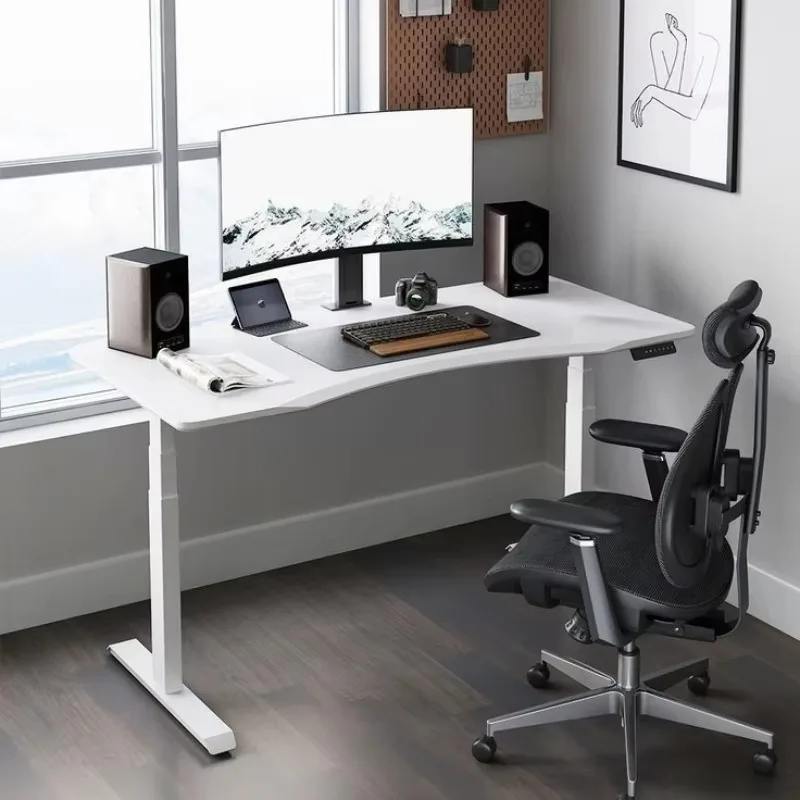 Electric Height Adjustable 55 X 24 Inches Stand Desk with Dual Drawers 4 Memory Preset 2 Storage Hooks Black for Home Office