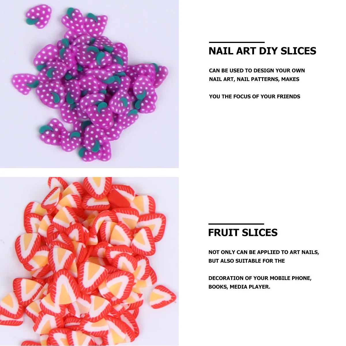 2400개 DIY 네일아트 과일 슬라이스 장식용 매니큐어 조각, 창의적인 네일 디자인을 위한 트렌디한 패턴, 재사용 가능하고 피부에 안전합니다