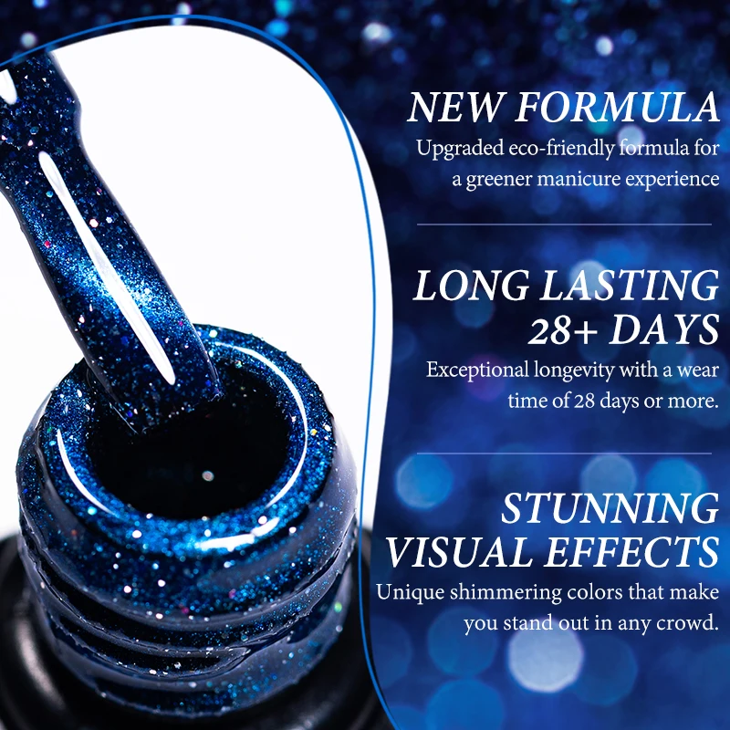 10 ml blauer, reflektierender Glitzer-Katzen-Magnetgel-Nagellack mit Glasperlen-Effekt, semi-permanenter Soak-Off-UV-Gel-Lack, Nagelzubehör – Detail 4
