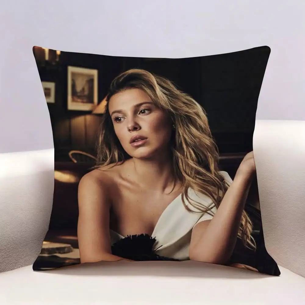 M-Millie Bobby B-Brown  Double-sided print Pillow Case Pattern Printed Pillowcase For Living Room Sofa Cushion Cover