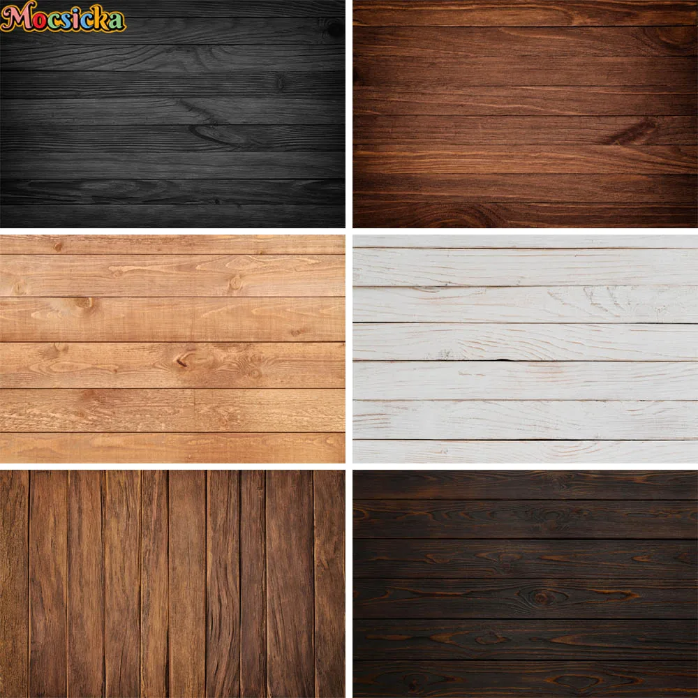 Rustic Wood Panel Backdrop For Newborn Kids Portrait Photography Decorative Props Brown White Wood Board Baby Shower Background