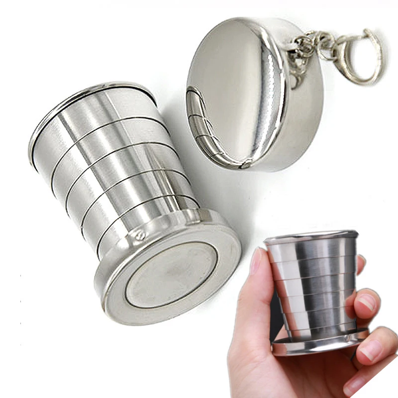 

Stainless Steel Folding Cup Whisky Vodka Shot Glass Drinking Foldable Collapsible Telescopic Water Outdoor Travel Cups Copa