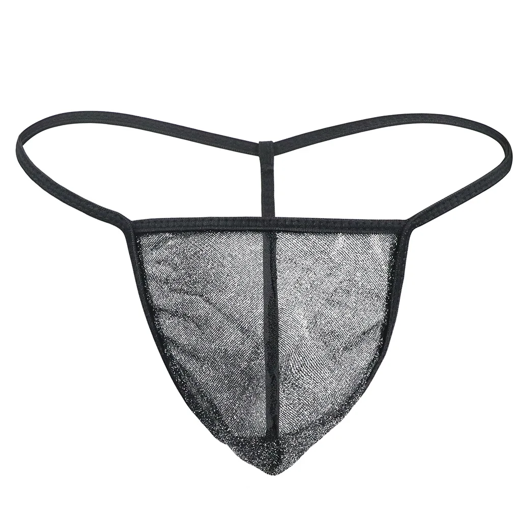 

Men's Shiny Glass Silk Mesh T-Back Thong, Low-Rise Sheer Sexy Underwear
