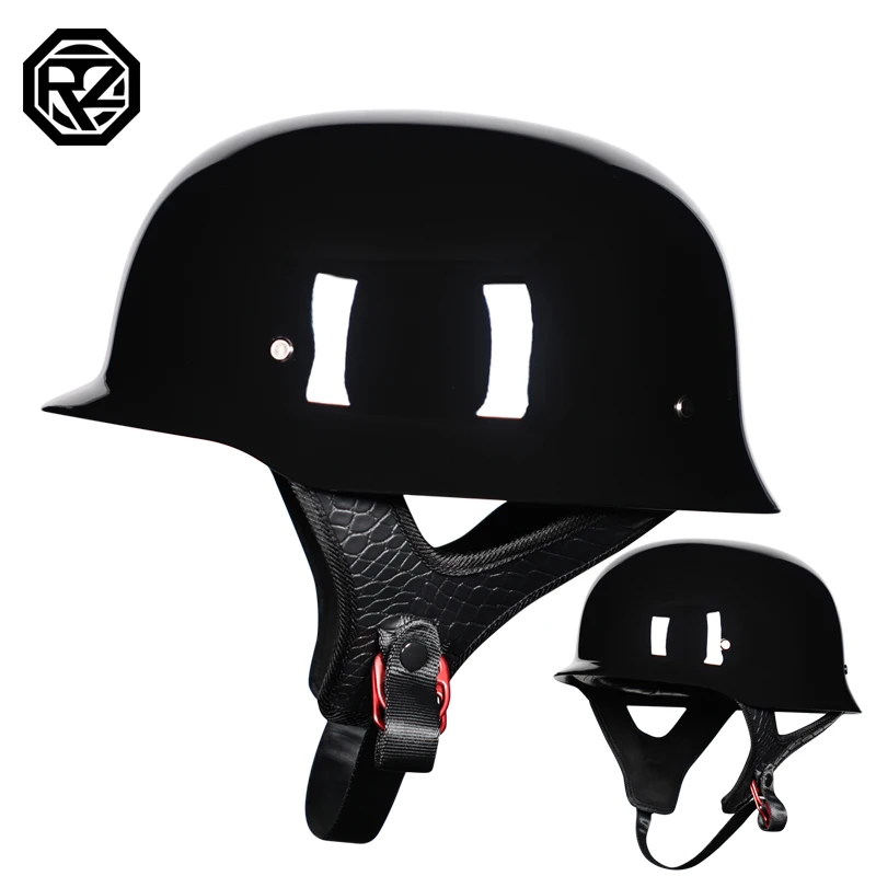 خوذة دراجة نارية ريترو الحرب العالمية الثانية خوذة فولاذية على الطراز الألماني ABS نصف خوذة المبحرة #2