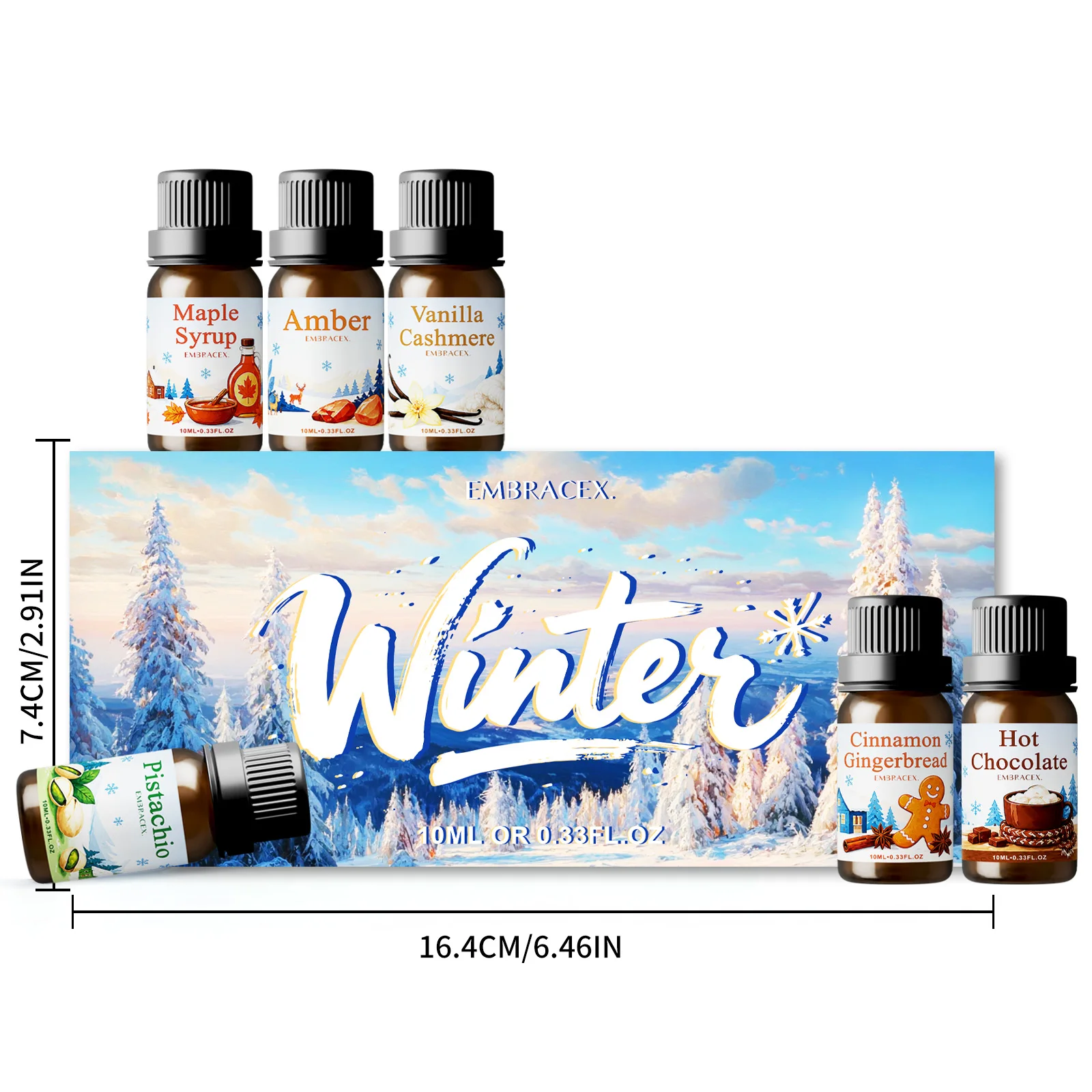 6pc/1pc Winter Fragrance Oils Vanilla Cashmere Pistachio Cinnamon Gingerbread Amber Maple Syrup Hot Chocolate Warm Scent Gift