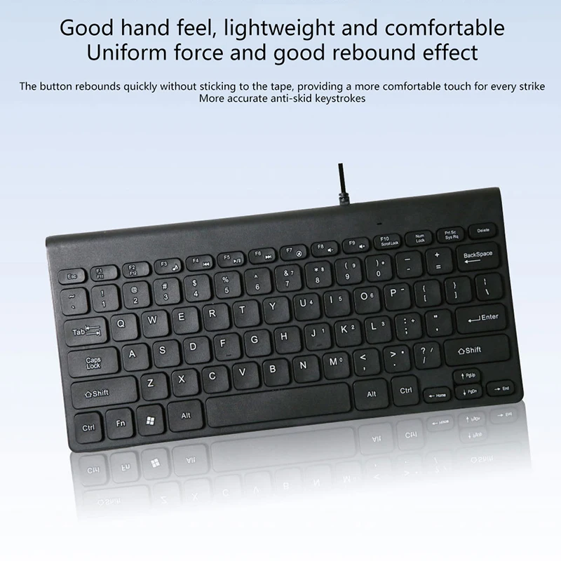 1 PC คุณภาพสูงอินเทอร์เฟซ USB ที่เงียบสงบ MINI Ultra Thin แบบพกพาคีย์บอร์ดแบบมีสายสําหรับ Notebook PC คอมพิวเตอร์สมาร์ททีวี