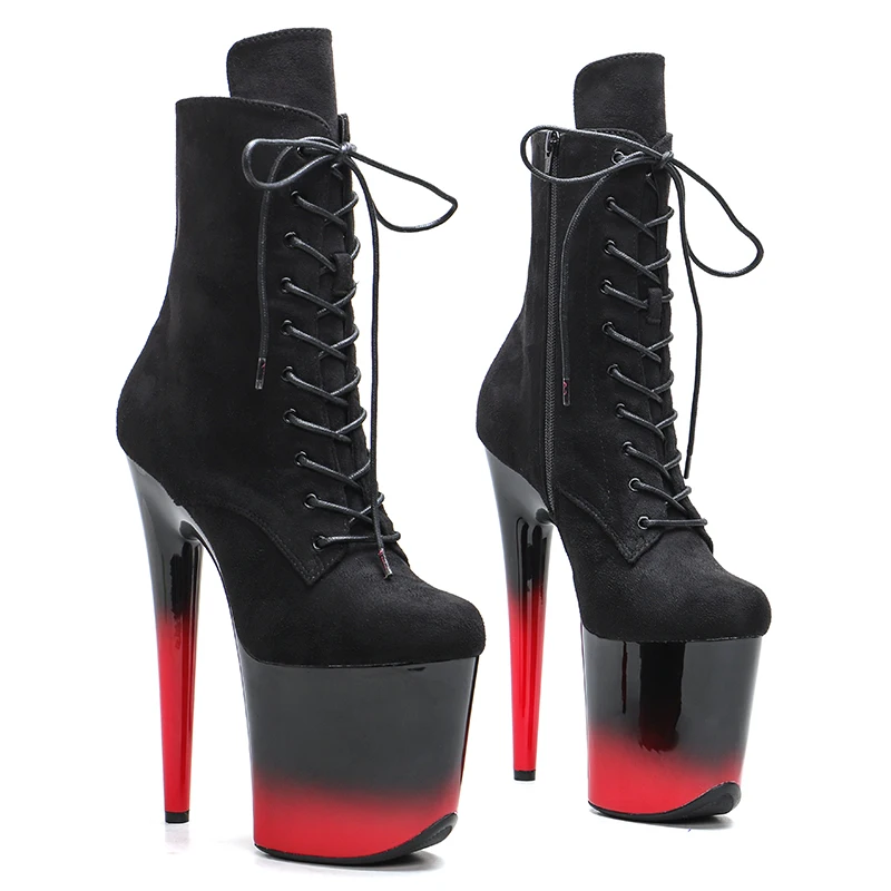 

Leecabe 20CM/8Inch Suede upper Colourful Platform boots Short Boots Nightclub Stiletto Pumps Side Zipper High Heels 3D