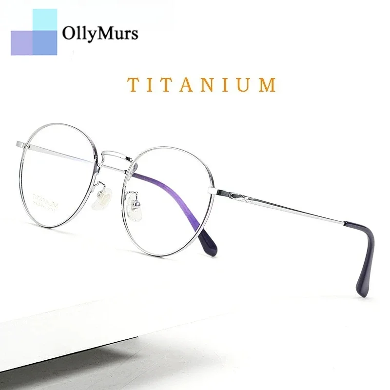 

OLLYMURS 2022, круглые очки для близорукости в стиле ретро из чистого титана, мужские ультралегкие оптические очки с блокировкой синего света, оправа для женщин CK803