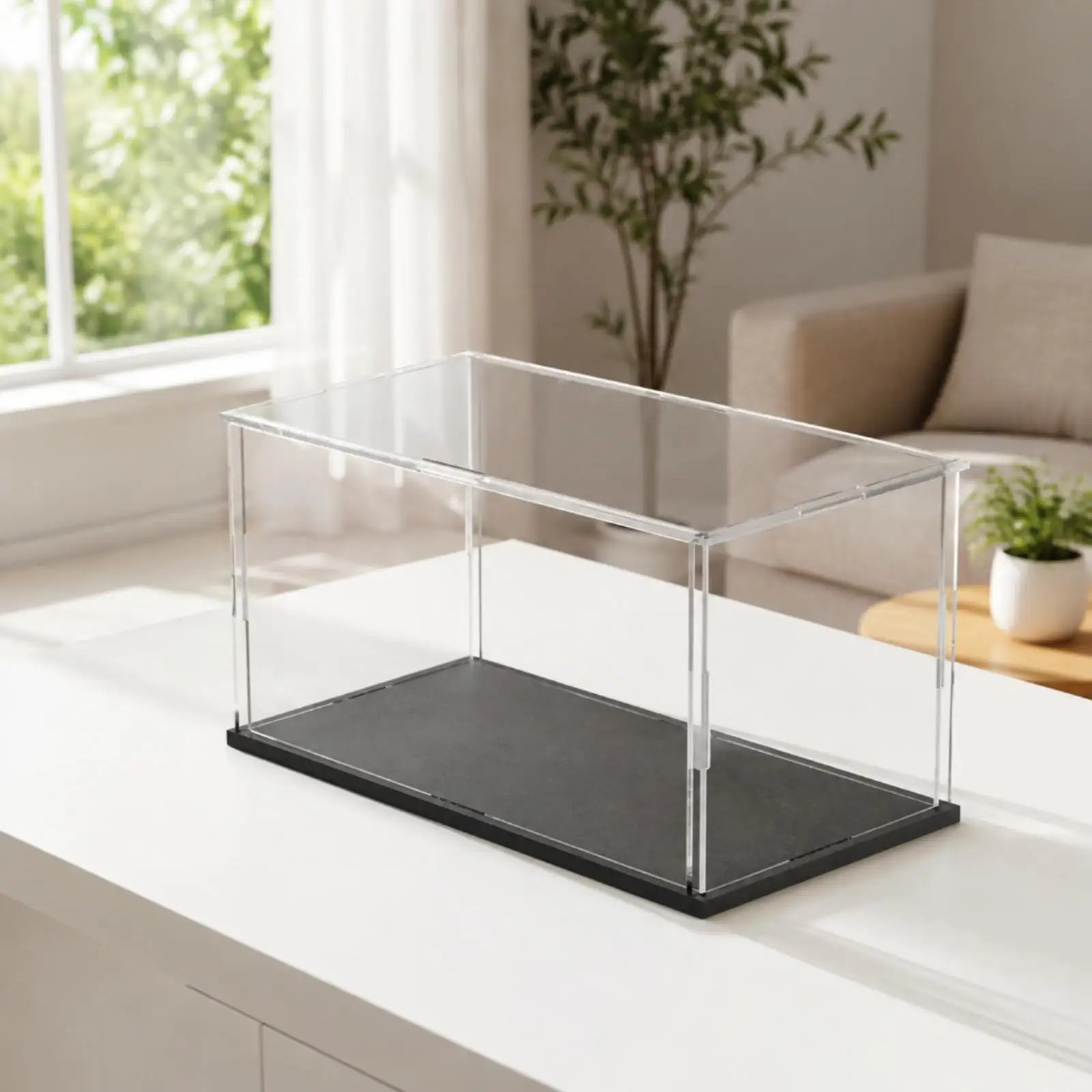 Dustproof Acrylic Display Case for Model Vehicle Hobby Showcase with Sturdy Base for Shelf Display