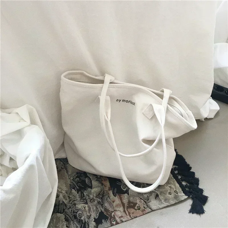 Borsa Tote in tela da donna a-SSN4 borsa per la spesa in tessuto di cotone per studenti coreani di moda