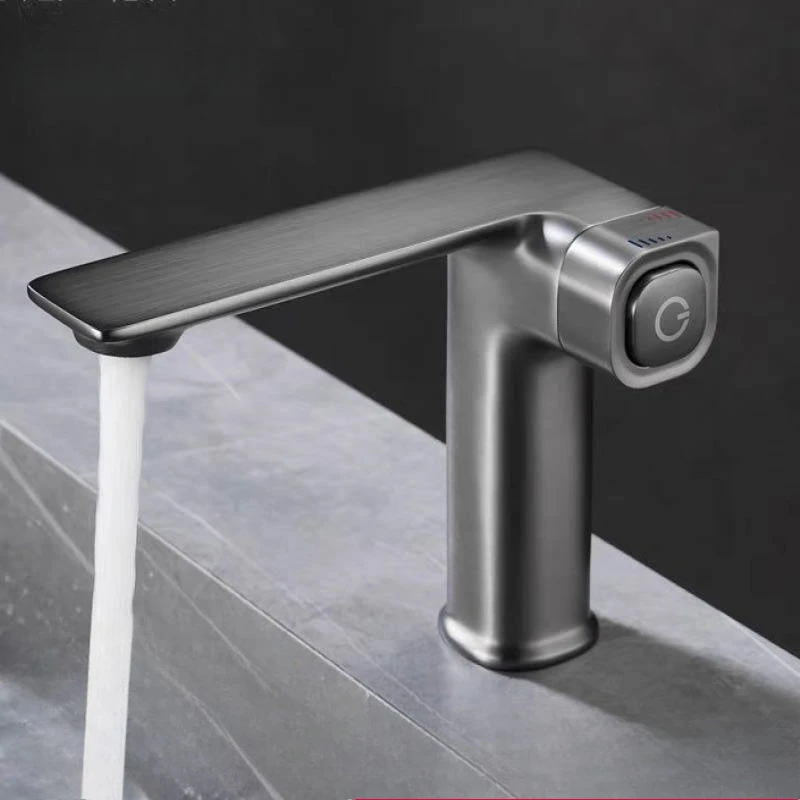

Sitting Single Handle Undercounter Basin Faucet In Advanced Grey Metal For Vanity Bathroom Sink Hot And Cold Water Washbasin Tap