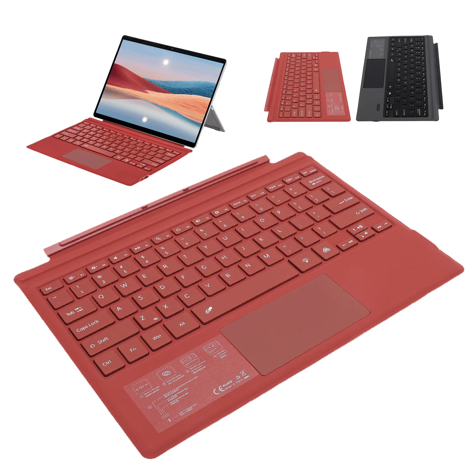 Magnetic Bluetooth5.0 Keyboard Colorful Backlight Multi Touchpad Wireless Tablet Keyboard for Microsoft Surface Pro 3 4 5 6 7