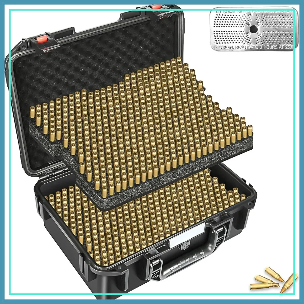 

2-Layer Waterproof Ammo Case for .223 5.56, Hard Shell Bullet Organizer with Custom Foam & Silica Gel, Shooting Gear Storage