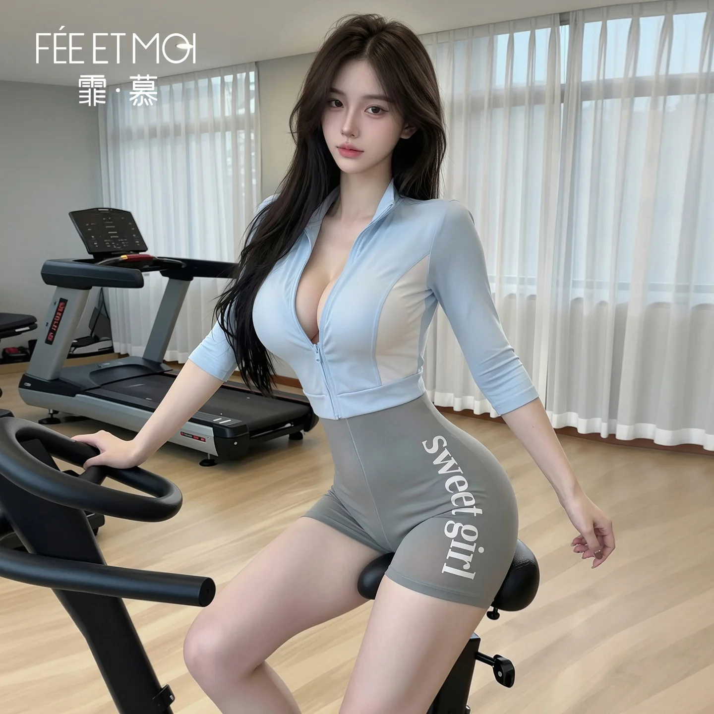 Sexy Deep V Jumpsuit Erotic Lingerie Cycling Set See-through Outfit Tight Fitting Bodysuit Woman Charm Exercise Gym Costumes Hot