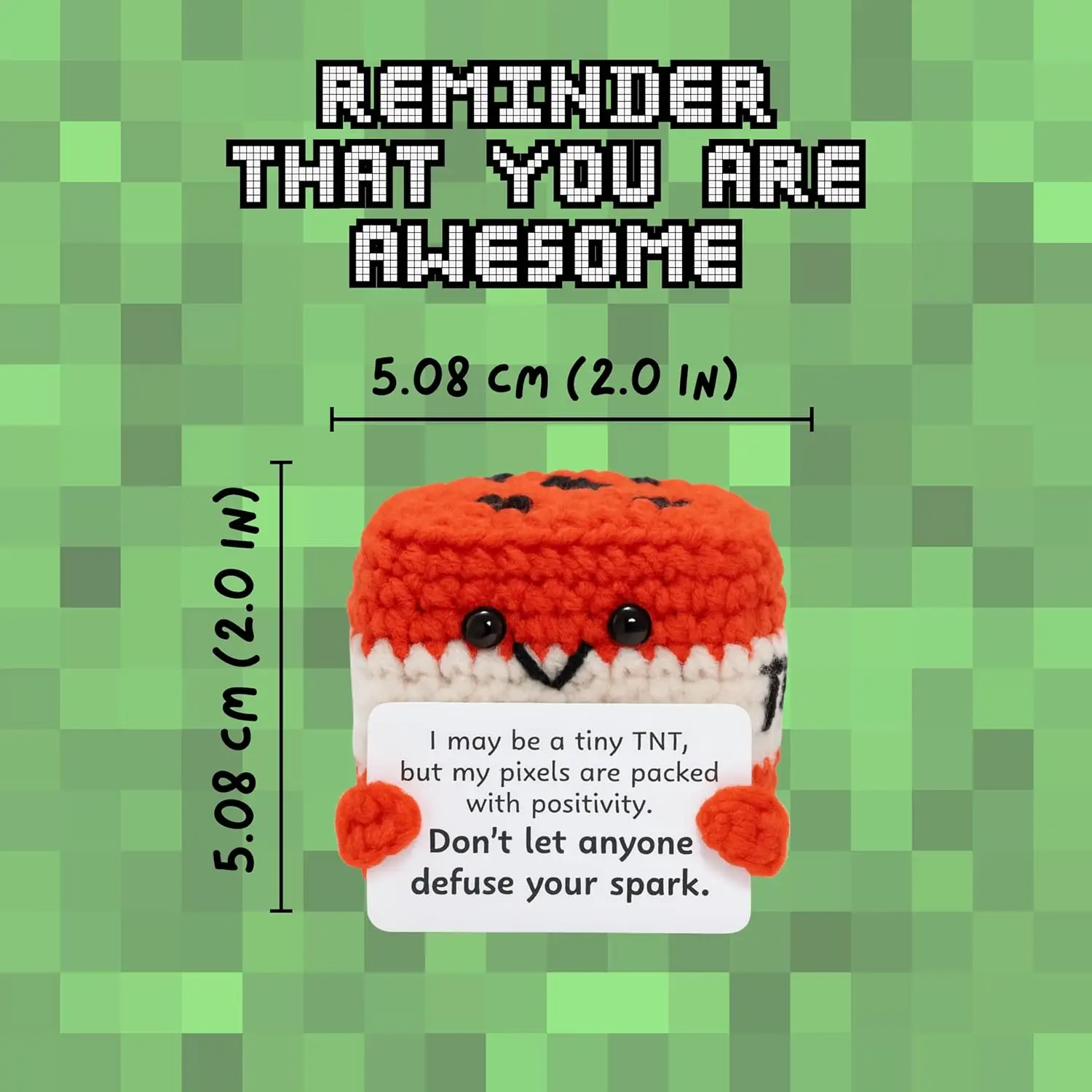 Crochet Emotional Support Small Square Desktop Ornament Handmade Knitted Dolls With Card Home Room Christmas Decoration
