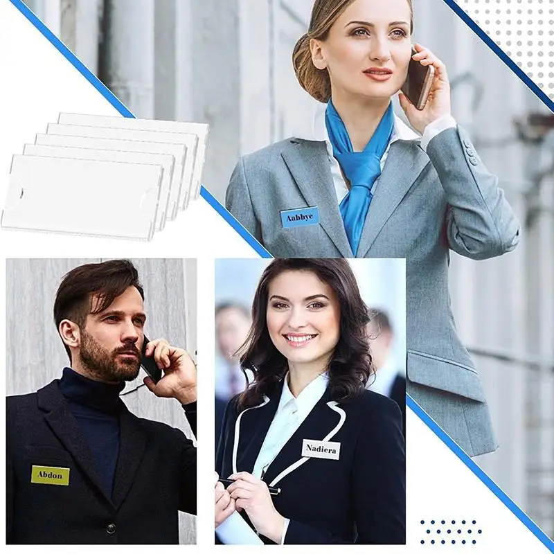 10/20/30Pcs Clear Acrylic Identification Badge Sleeves 70x30mm Insert Pockets for School Meetings Events