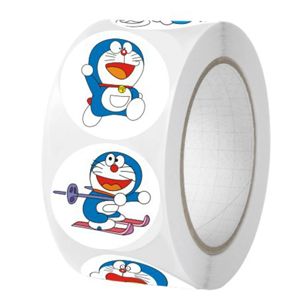 500pcs/Roll Anime Cartoon Doraemon Stickers Laptop Guitar Skateboard DIY Decoration Cute Book Phone Case Kawai Kids Sticker Toy