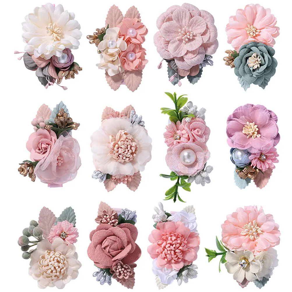 

12Pcs Pearl Flower Hairpin Floral Hair Clip Cute Stylish Hair Barrettes for Weddings Photo Shoot Party Accessories Girls