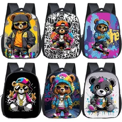 Cute Cartoon Bear Doll Print Backpack 2-4 Years Old Kids School Bags Baby Kindergarten Backpack Children Diaper Bags