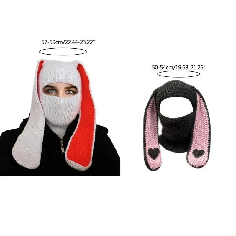 레이디 따뜻한 모자 대형 토끼 귀 모자 발라클라바 모자 여성 의류 액세서리 F3MD