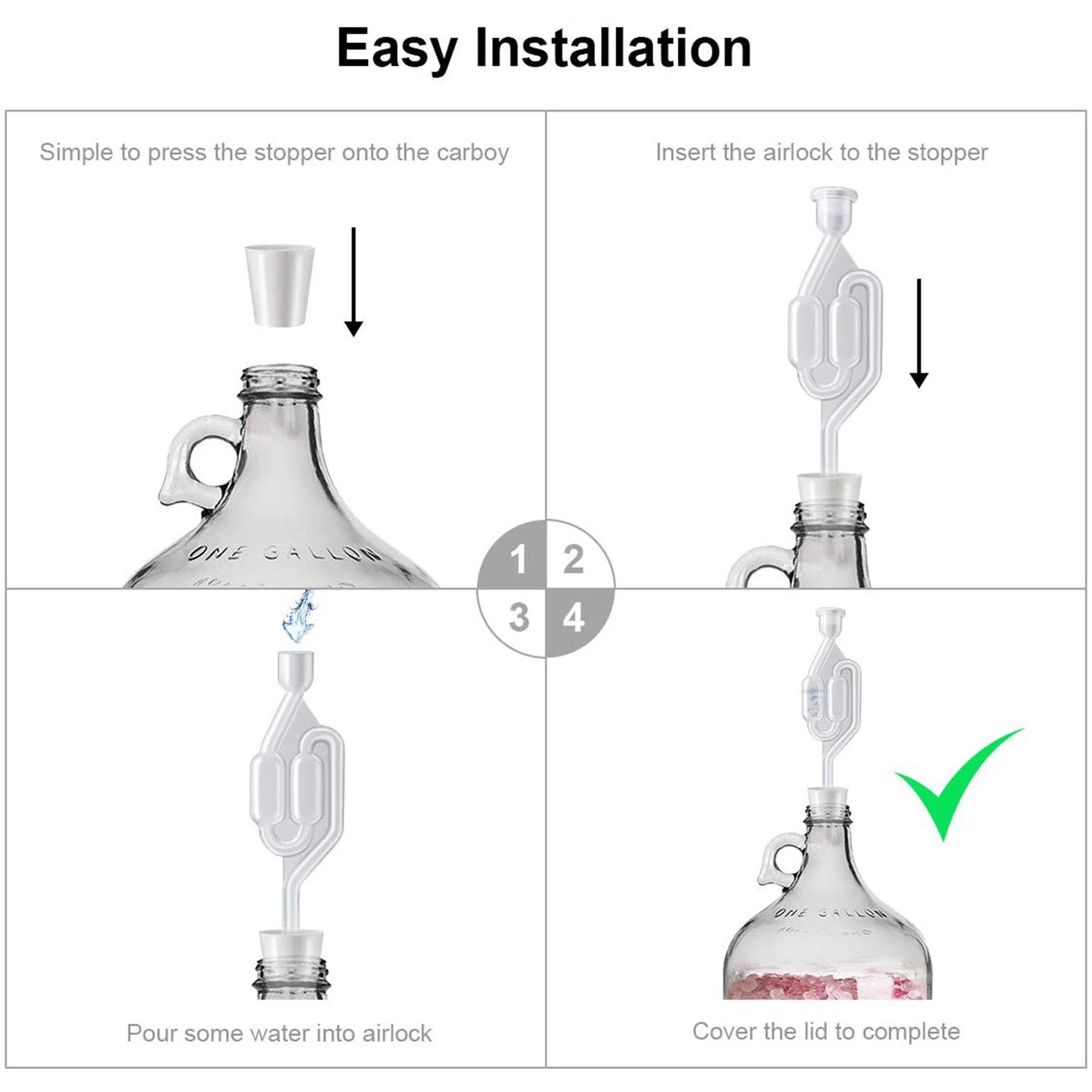 AT63-16X Brewing Airlock Wine Airlock Beer Airlock With Rubber Airlock Stopper Plugs Airlock Twin Bubble Airlock