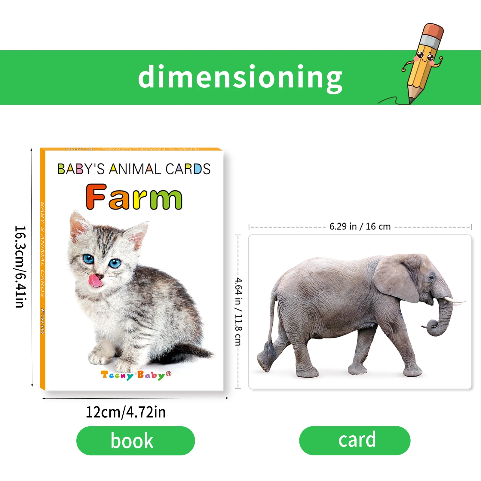 English Kids' Cognitive Animal Cards: Farm, Birds, Fish, Insects, Wild Animals, Ages 2-5, Colorful, Names on Back, Educational
