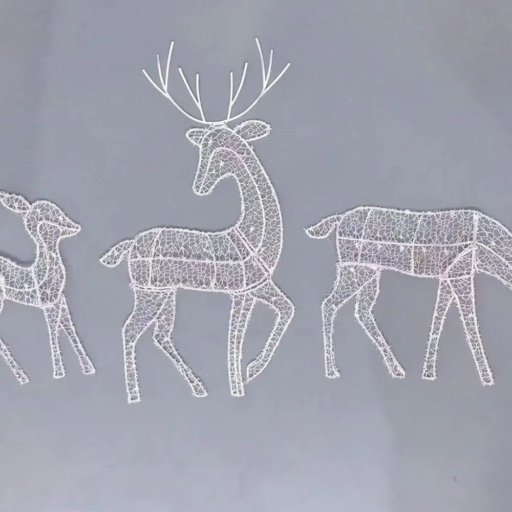 Stainless Steel Christmas Elk Decoration LED Light Reindeer Figurine Holiday Festive Ornament For Garden Yard