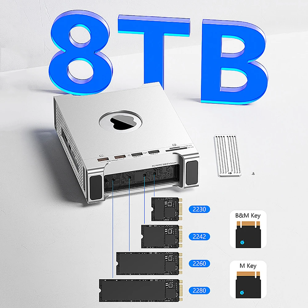 Docking station verticale per Mac Mini M4/M4 Pro con custodia per disco rigido SSD M.2 NVMe Porta SD/TF Supporto di espansione HUB per Mac Mini M4