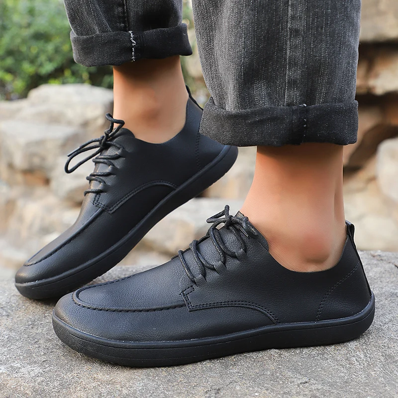 Summer Minimalist Shoe Big Size Men's and Women's Wide Toe Barefoot Casual Artificial Leather Lightweight Walking Sports Shoes
