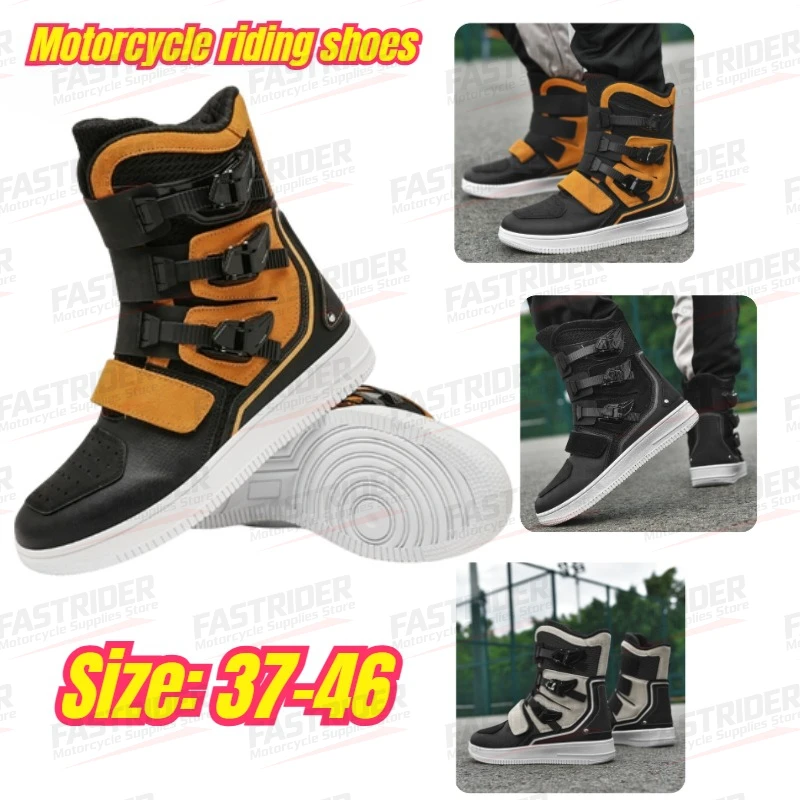 

Men's Motorcycle Shoes Motocross Boots Motobike Riding Shoes Mid Upper with Gear Shift Rubber Soles Anti Slip Wear-Resistant