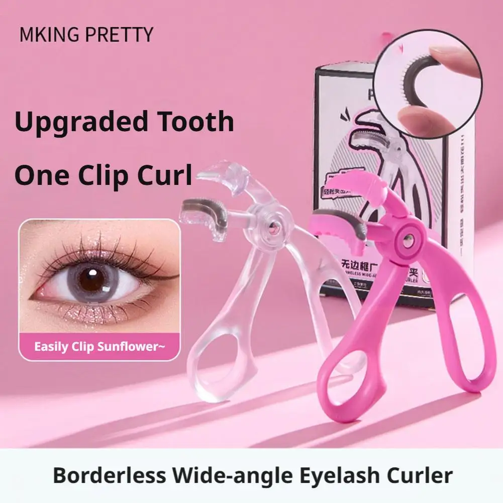 PRETTY Frameless Eyelash Curler Wide Angle Lash Curler with Comb Teeth Silicone Pad No Pinching Makeup Tool for Women