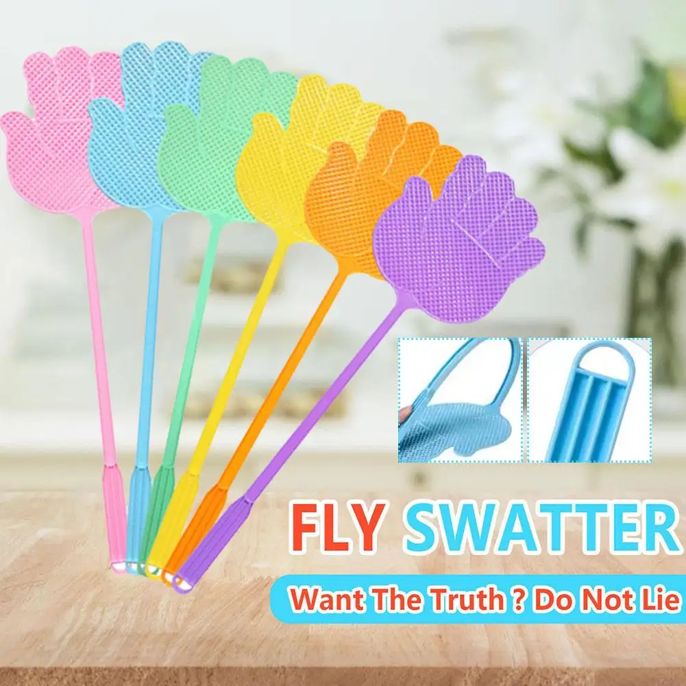 Creative Palm Fly Swatter Manual Model Plastic Fly Anti-mosquito Lengthened Swatter Mosquito And Thickened Swatter Large Sw F1F9