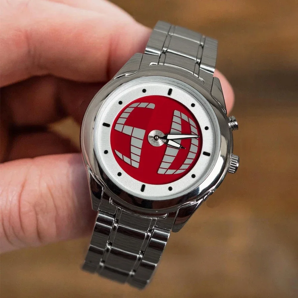 Y2K Alien Quartz Watch Red Pointer Number Dual Display Stainless Steel Original Business Watches Men Dynamic Design AAA Clcok