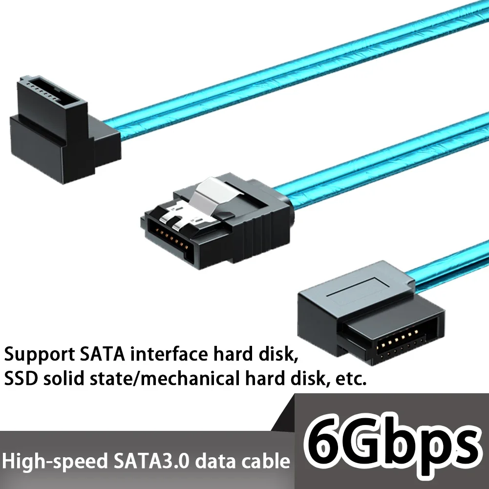 Elbow SATA 3.0 Cable Up Down Left Right SATA 3.0 III SATA3 6GB/s Data Cable Cord SAS Cable Dual Channels PC Hard Drive Data Wire