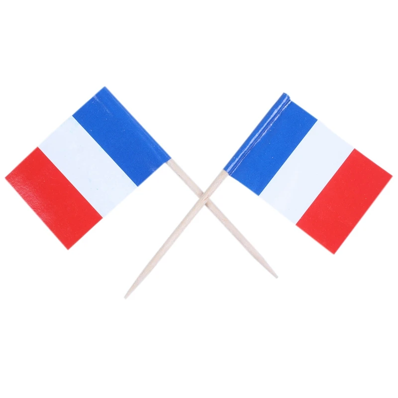 Mini cure-dents en bois avec sensation pour décor de fête, fruits padramatiques, France (bleu, blanc, rouge), lot de 150 pièces