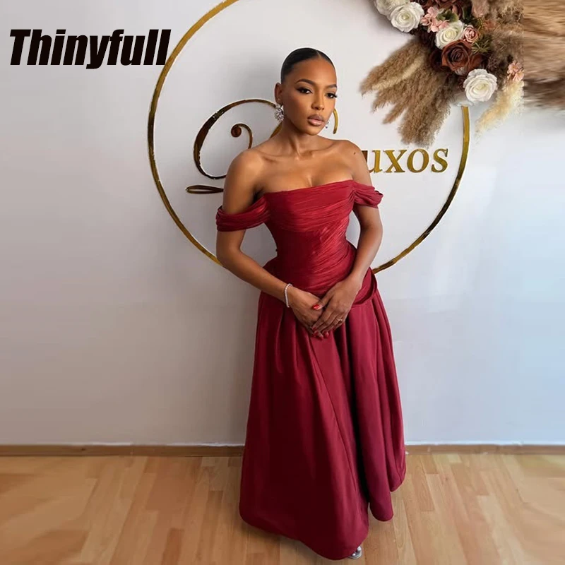 

Thinyfull A-line Off Shoulder Prom Dress 2026 Satin Evening Dresses Vestidos De Fiesta Elegantes Long Party Gown Customized