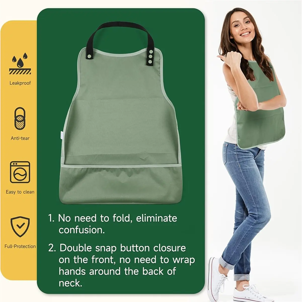 618 Mega Sale Adult Bibs 3-Pack: Washable Clothing Protectors with Upgraded Crumb Catcher for Seniors
