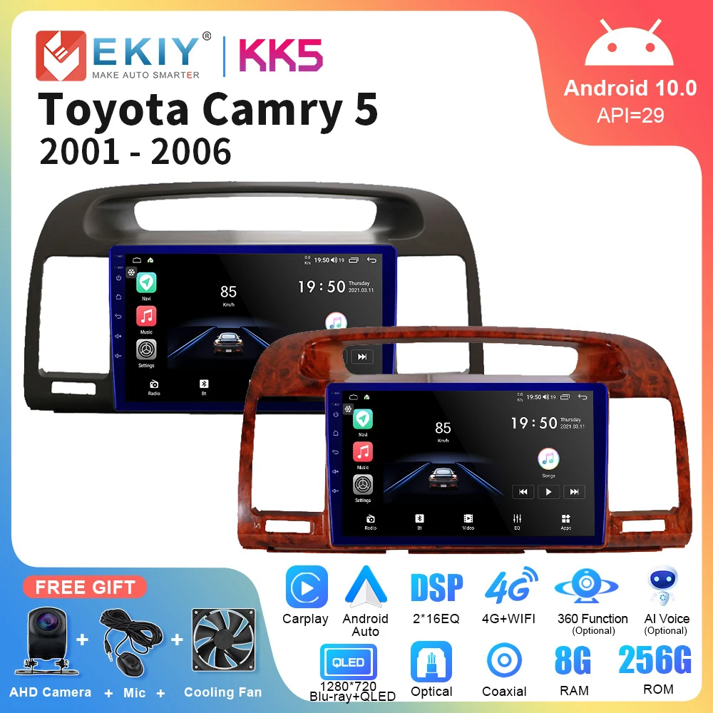 

EKIY KK5 8G 128G 2 Din Android For Toyota Camry 2001 - 2006 Car Radio Multimedia Video Player Carplay Auto Stereo Navigation GPS