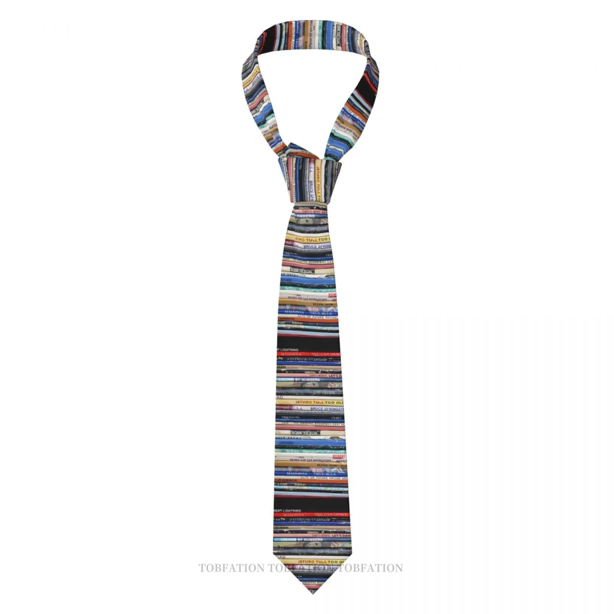 Vintage Record Album Spines Print Ties Casual Unisex Neck Tie Shirt Decoration Narrow Striped Slim Cravat