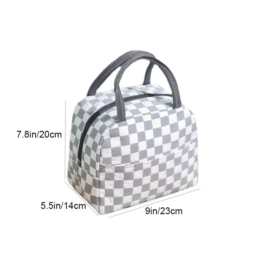 2024 1pc Checkered Insulated Lunch Bag Waterproof Picnic Bag Ice Box Large Capacity Lunch Box Bag Multicolor Home Storage Items