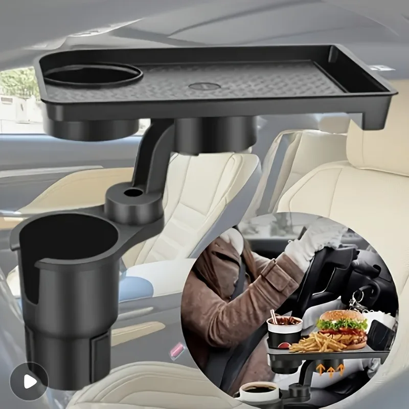Stable car tray organizer! Multi functional cup holder and tray with dual slots and storage space