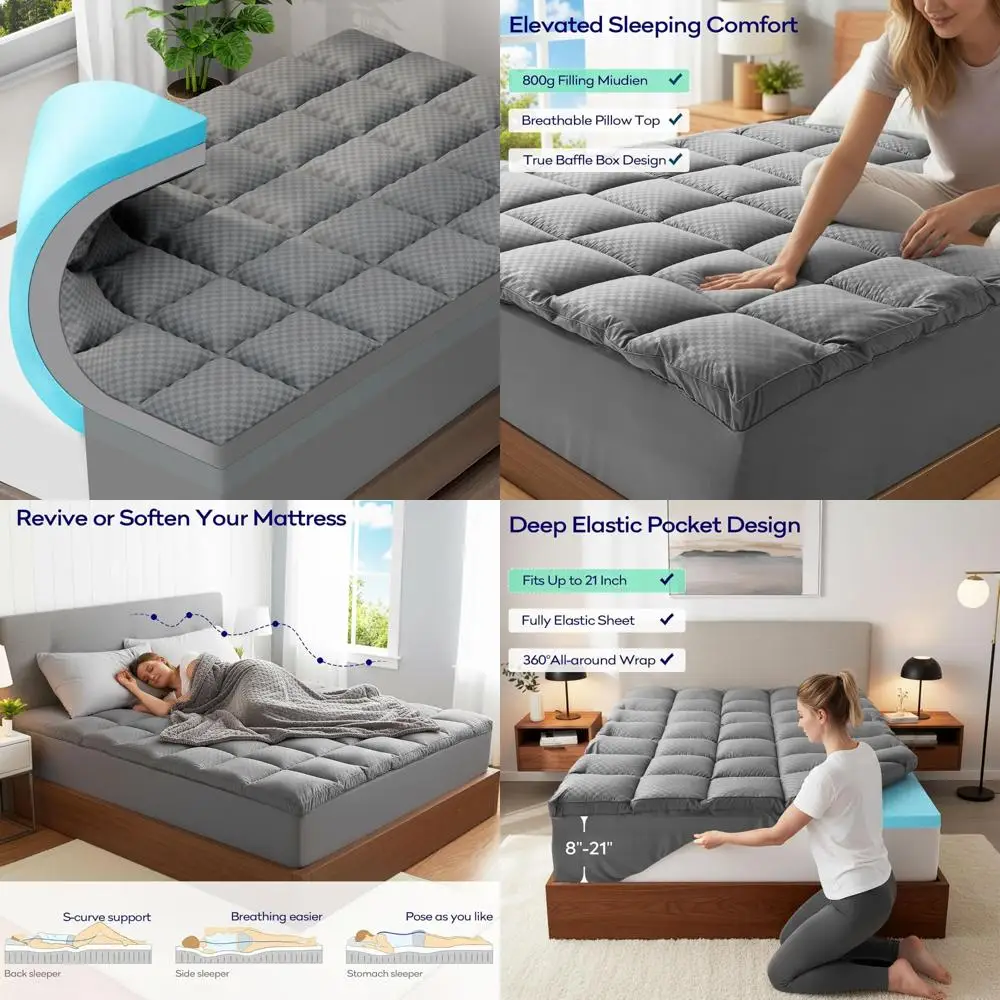 

OLANLY 4 Inch Dual-Layer Cal King Memory Foam Mattress Topper with Cooling Pillow Top for Back Pain Relief