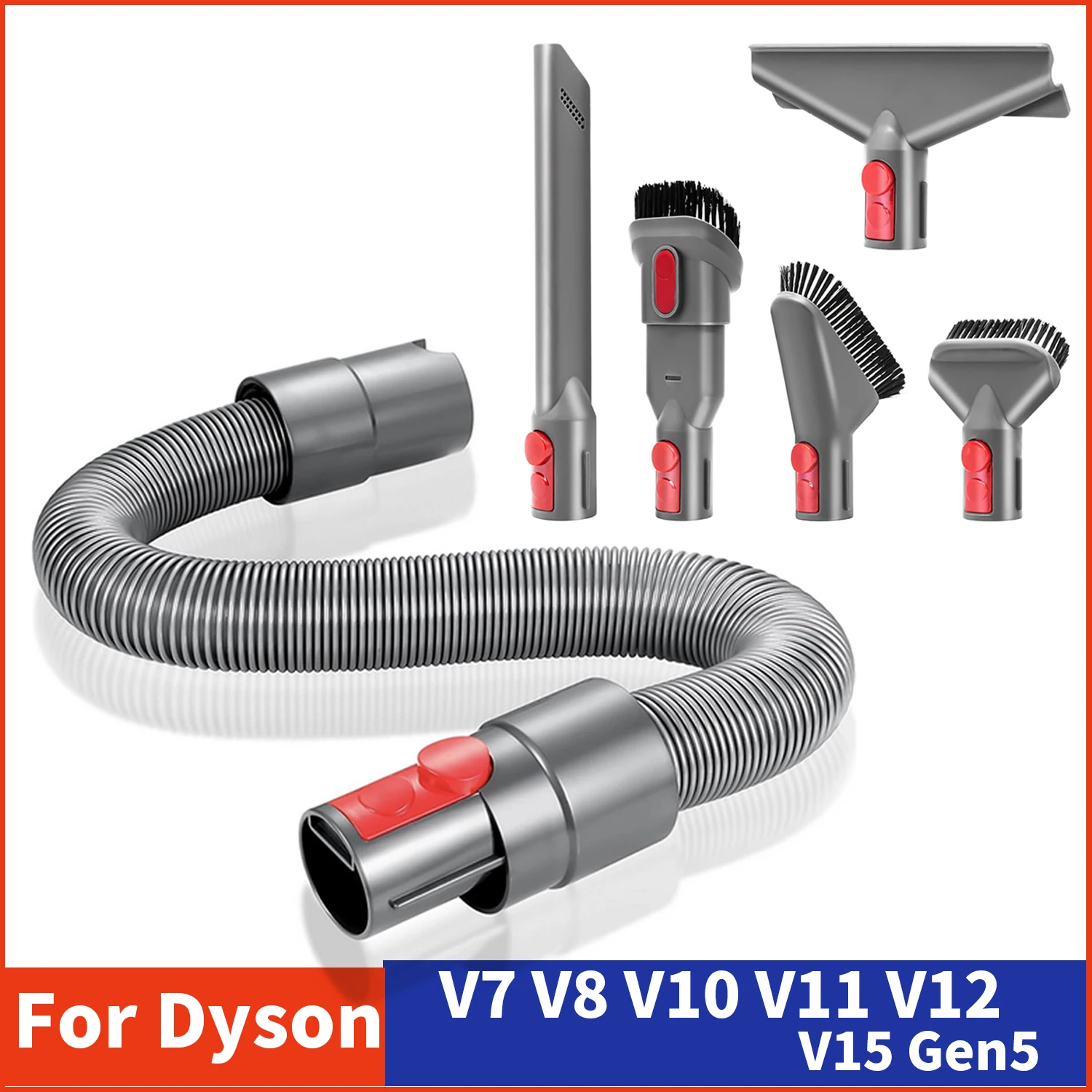 For Dyson Flexible Extension Kit Attachments V15V12V11V10V8V7 Vacuum Cleaner Accessory Replacement Crevice &Mattress Tool Brush